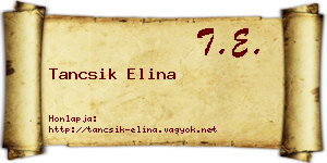 Tancsik Elina névjegykártya